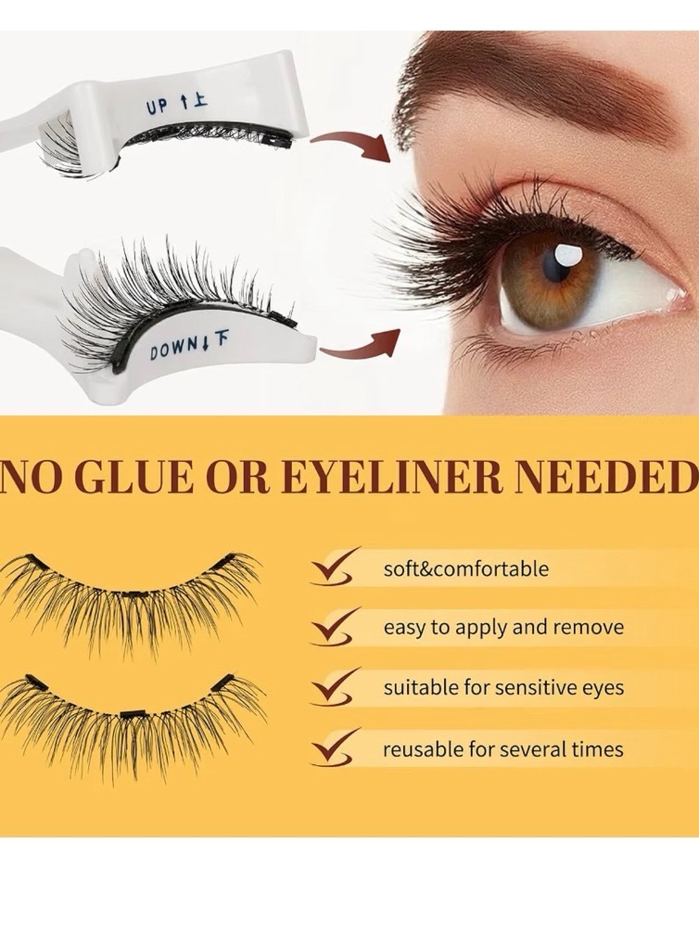 Magnetic False Eyelashes Kit in White Case - Natural Black Lashes set of two - Picture 6 of 7